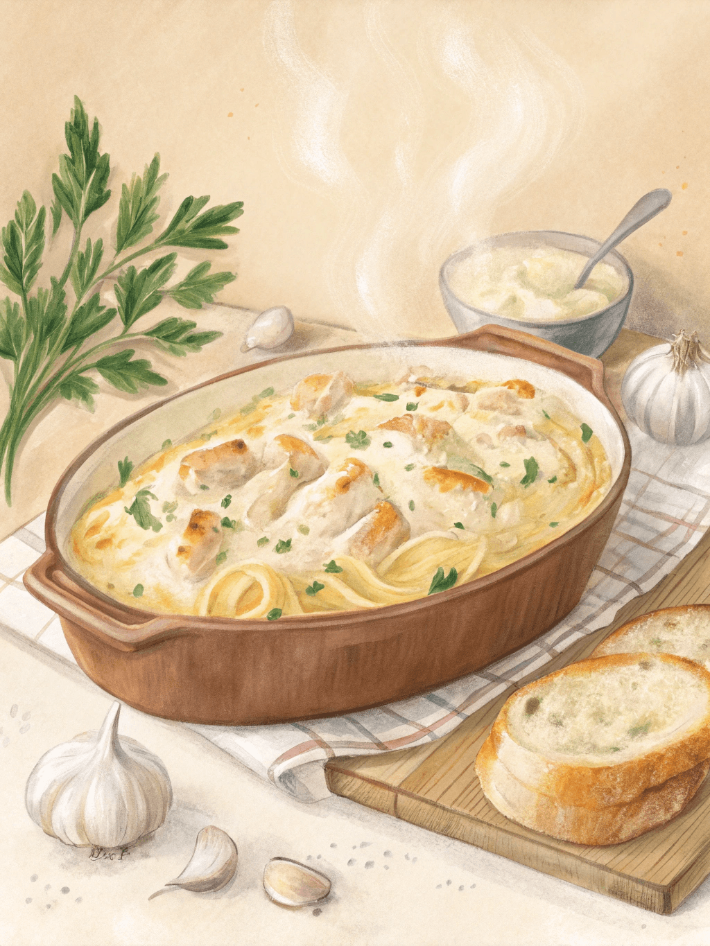 chicken alfredo bake