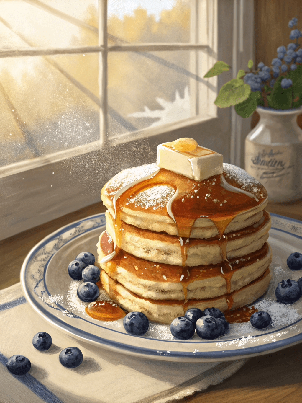 Classic Pancakes with Maple Syrup