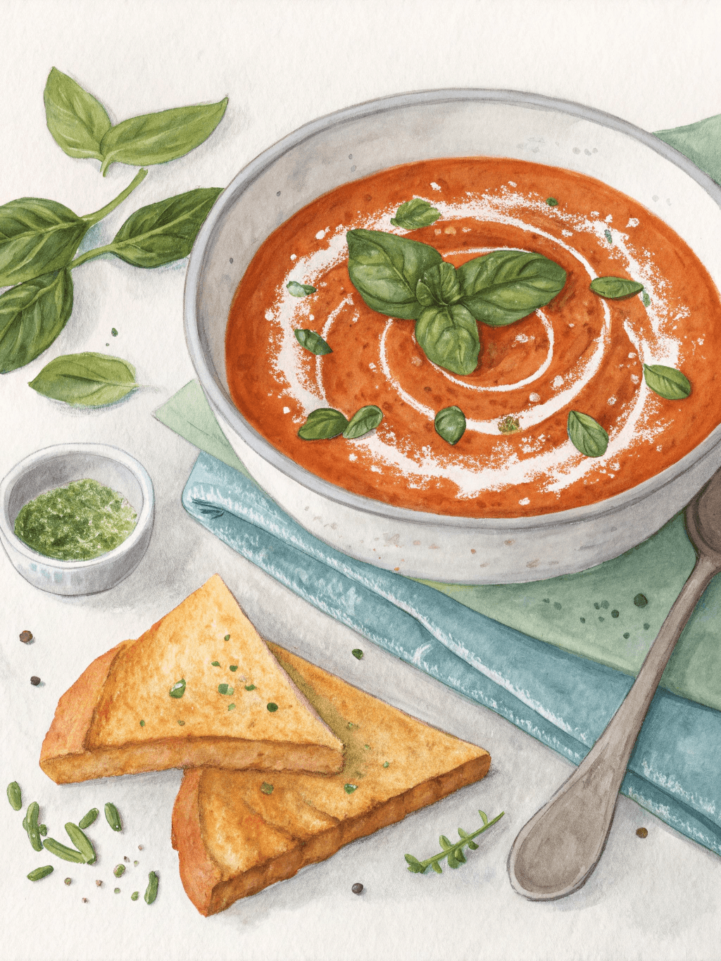 Creamy Roasted Tomato Basil Pesto Soup