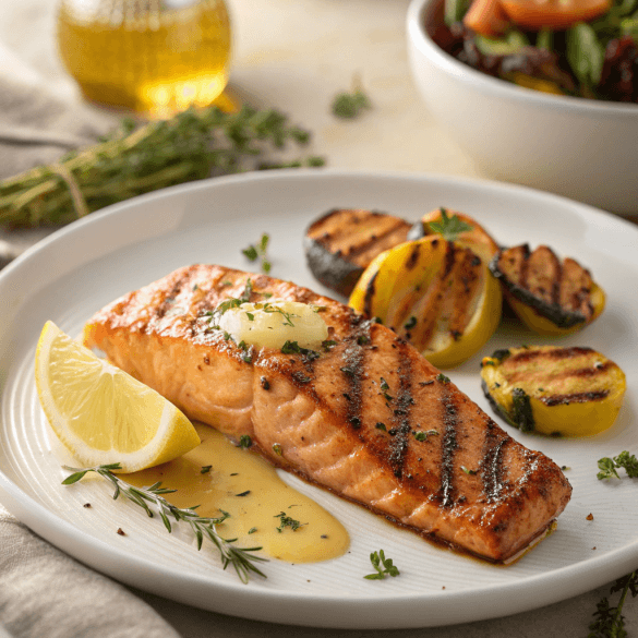 Grilled Salmon Honey Lemon Butter Sauce