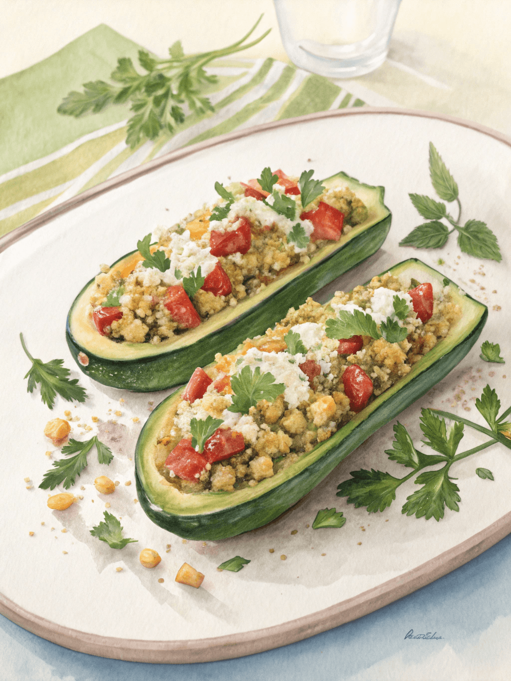 Stuffed Zucchini Boats with Quinoa