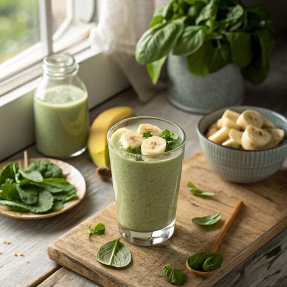 -smoothie-with-banana–spinach-recipe–a-creamy-gr Smoothie with Banana, Spinach Recipe