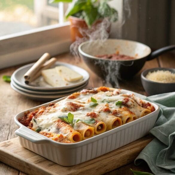 baked-ziti-with-ricotta-and-marinara–steaming-lay Baked Ziti with Ricotta and Marinara
