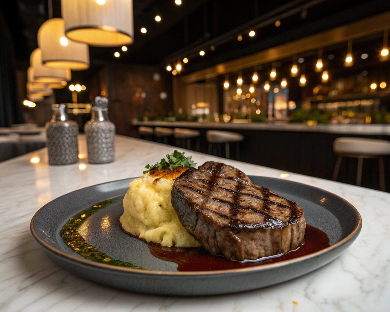 Grilled Steak with Mashed Potatoes