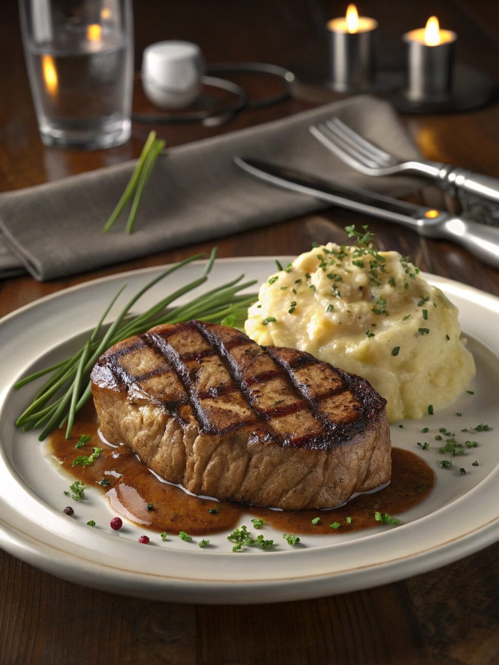 Grilled Steak with Mashed Potatoes
