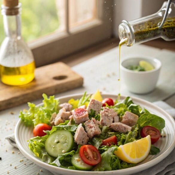 tuna-salad-with-greens–fresh-tuna-chunks-mixed-wi Mediterranean Tuna Salad